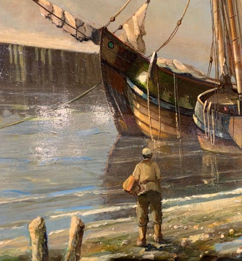 Антикварная картина «Морской пейзаж»