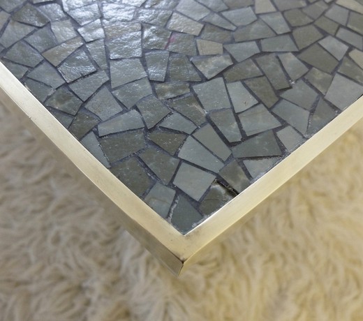 винтажная мебель - столик из латуни и мозаики 20 века