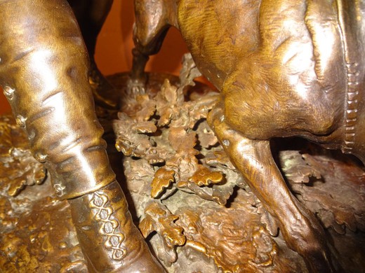 старинная бронзовая скульптура ищейка 19 века