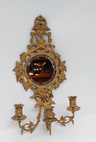 Pair of antique sconces with mirrors