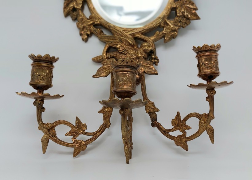 Pair of antique sconces with mirrors