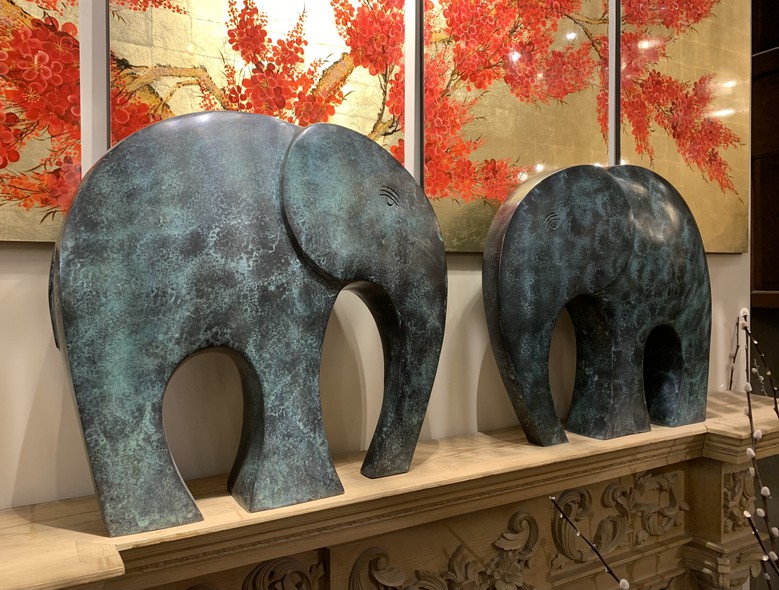 Vintage paired sculptures "Elephants"