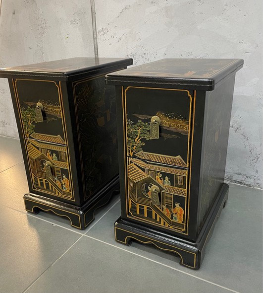 Antique paired cabinets in oriental style