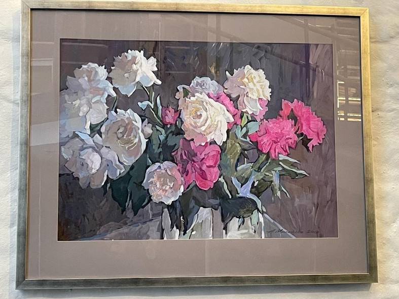 Картина  «Белые и розовые пионы»