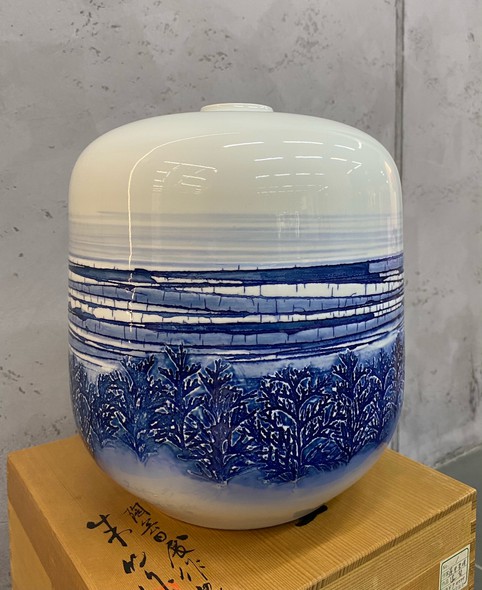 Редкая винтажная ваза «Зимний пейзаж», Фудзи Сюмэй