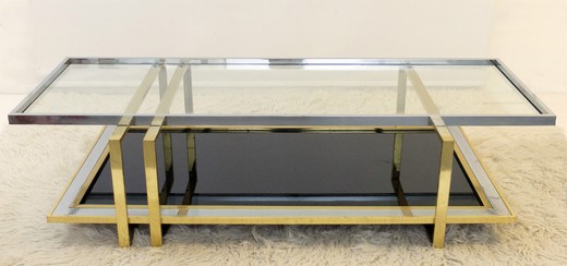 винтажный кофейный столик из стекла и латуни, 20 век