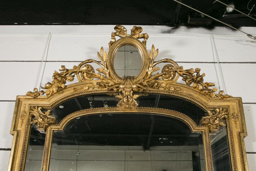 старинное зеркало людовик 16 из дерева с золочением, 19 век