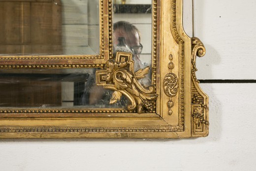 винтажное зеркало людовик 16 из дерева с золочением, 19 век