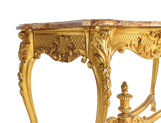 антикварная галерея мебели предметов декора и интерьера в стиле Людовика XV из золоченого дерева и мрамора в Москве