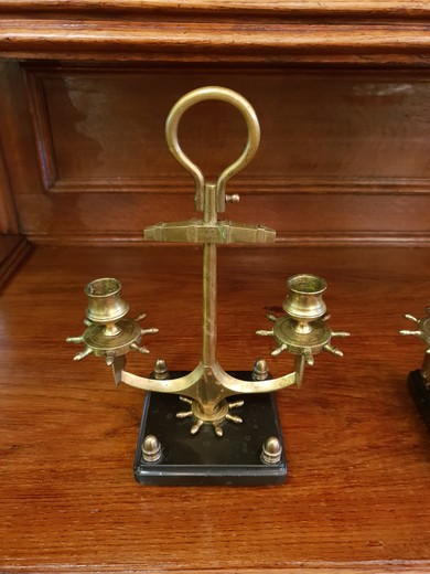 Antique pair candlesticks "Anchors"