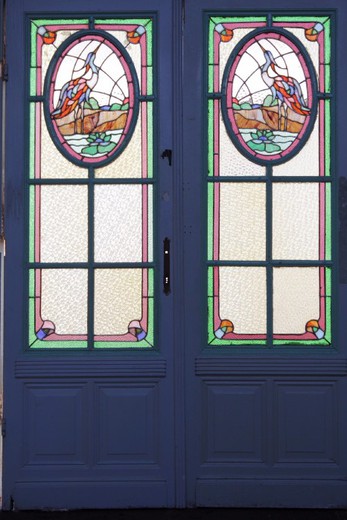 винтажные двери в стиле арт-деко из дерева и стеклянный витраж купить в Москве