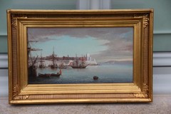 Antique painting "Scene in the eastern port"