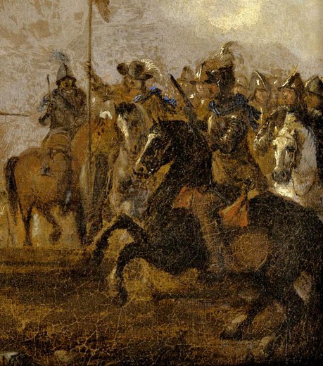 Antique painting the scene of battle