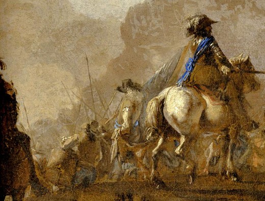 Antique painting the scene of battle