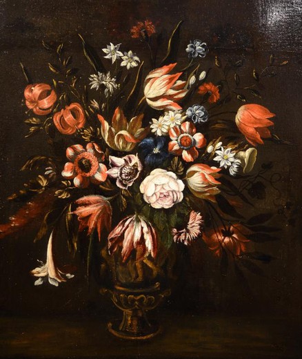 Antique painting "Still Life with Flowers"