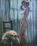 Antique painting "Naked in the moonlight"