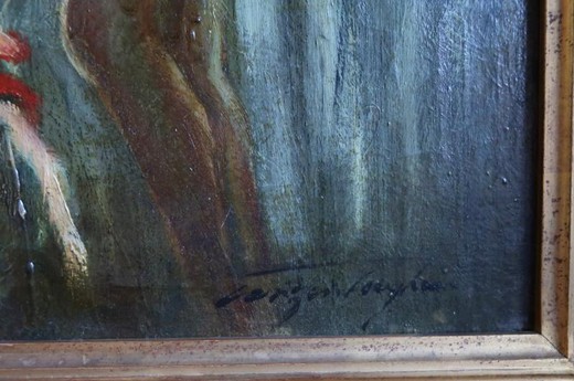 Antique painting "Naked in the moonlight"