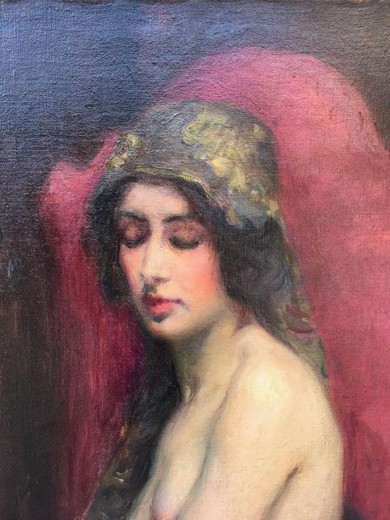 Antique painting  of a naked woman