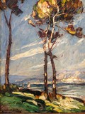 Antique painting "Island of St. Honorat"