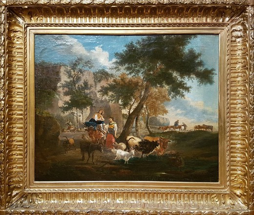 Antique painting "Pastoral scene"