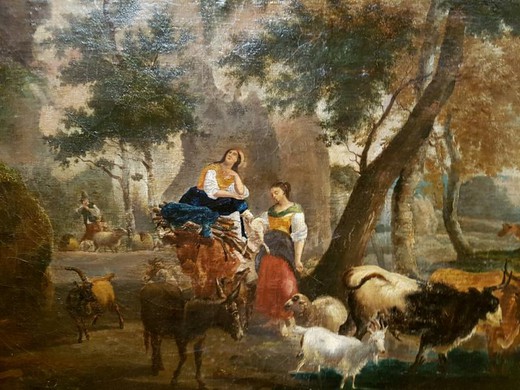 Antique painting "Pastoral scene"