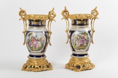 Antique pair of vases of Sevres manufactory