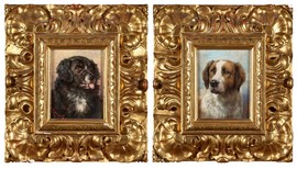 Antique pair painting of dogs