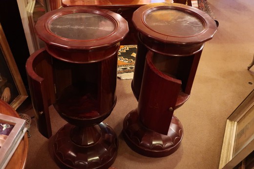 Pair of antique pedestal consoles