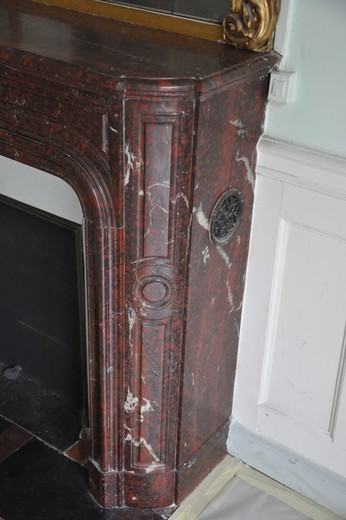Antique Louis XIV rouge griotte fireplace