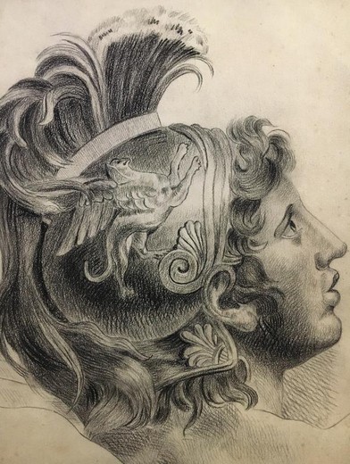 Antique drawing "Achilles profile"