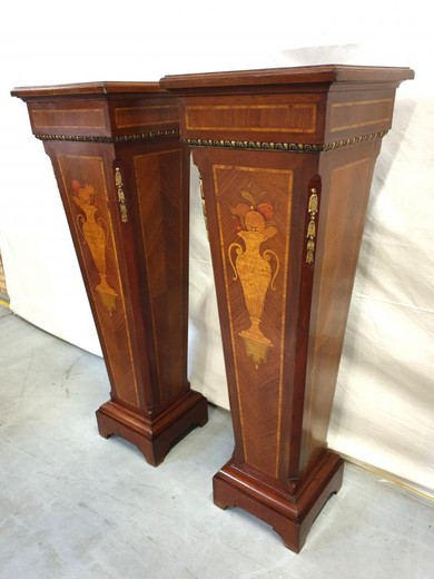 Antique pair Napoleon III pedestal