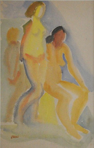 Vintage watercolor Nude