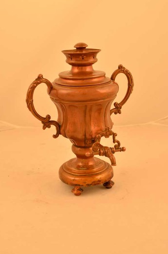 винтажный самовар ваза вогнутая из меди, 1850 год