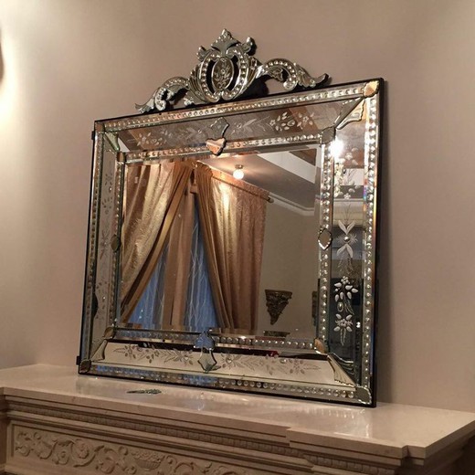 антикварное зеркало из муранского стекла, италия