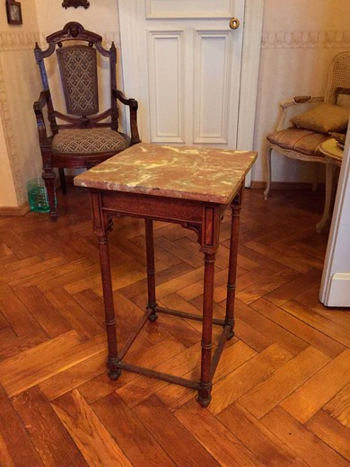 антикварный самоварный столик, дуб и мрамор, 19 век