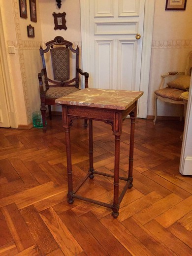 старинный самоварный столик, дуб и мрамор, 19 век
