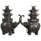 Antique pair japanese incense burners elephants