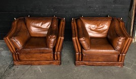 Leather armchairs in english style