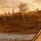 Антикварная картина "Галеон на закате"
