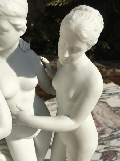 Porcelain statue representing " The three Graces " in perfect condition.