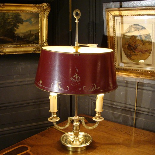 антикварная настольная лампа в стиле ампир из золоченой бронзы купить в Москве