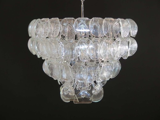 Italian vintage Murano glass chandelier. High quality piece made by 96 Murano  glass hooks (handmade) in a chrome frame