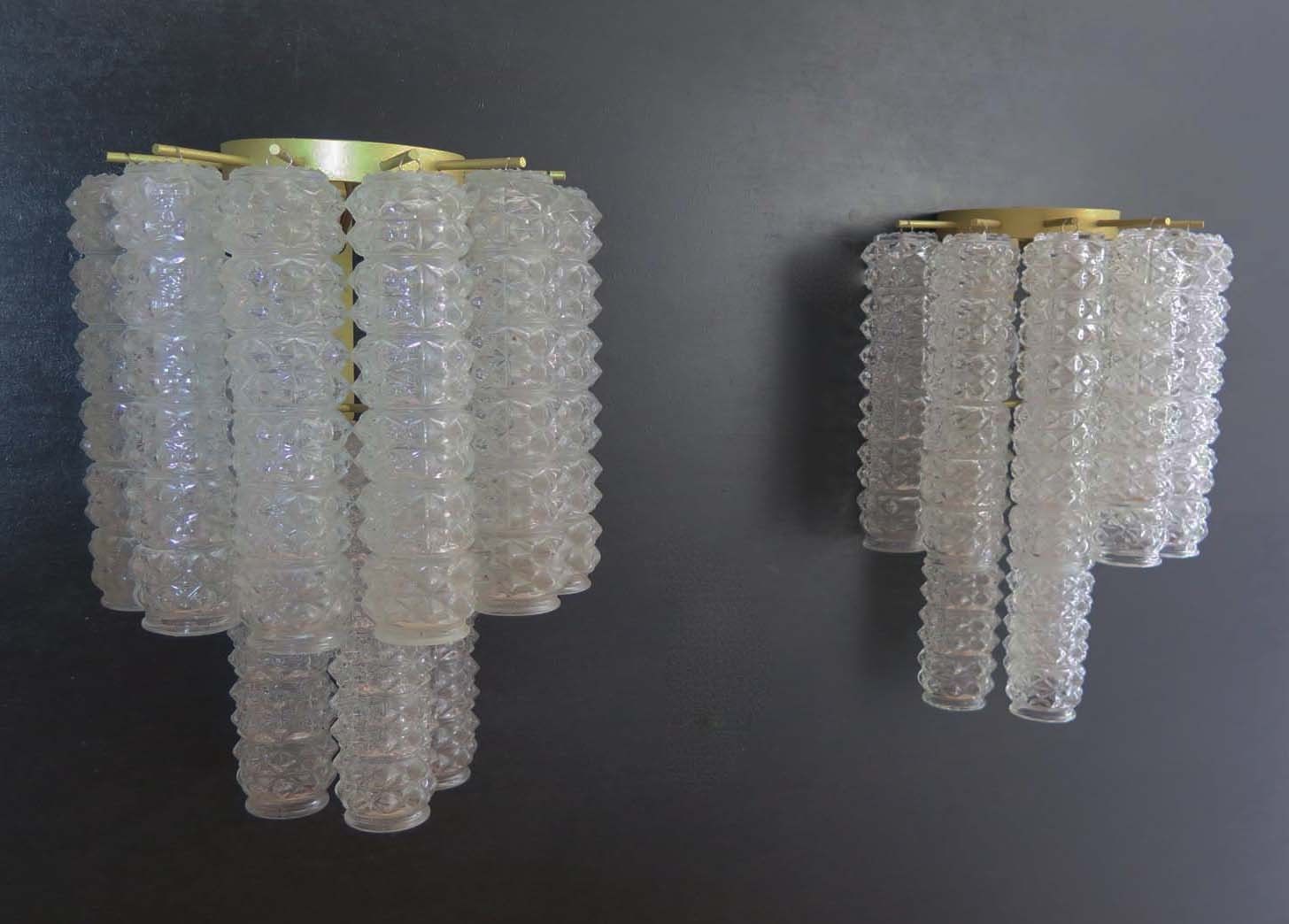 Pair of Italian vintage Murano Rostrato glass wall sconces in Barovier style