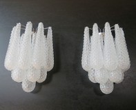 Pair of vintage glass petals drop wall sconce - by Mazzega