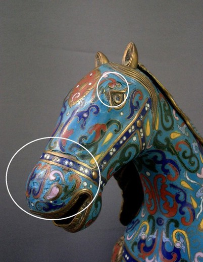 Antique horse in armour bronze sculpture