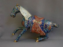 Antique horse in armour bronze sculpture