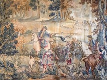 Antique Aubusson tapestry hunting scene