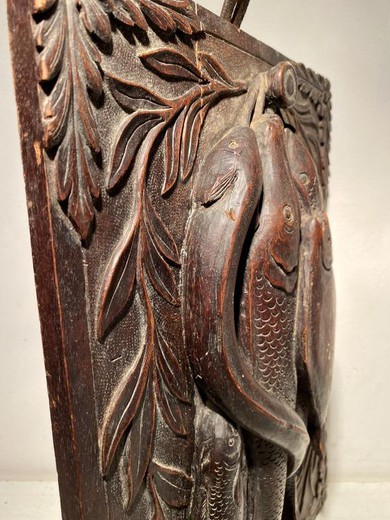 Antique decorative panel Fishing trophy