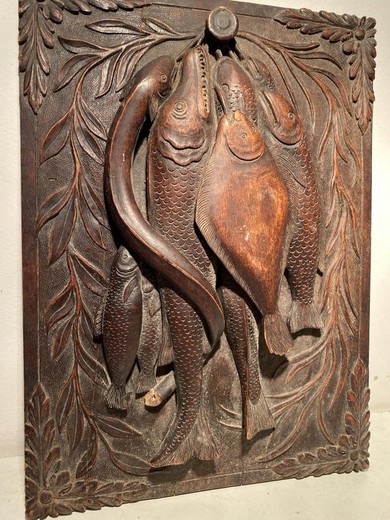 Antique decorative panel "Fishing trophy"