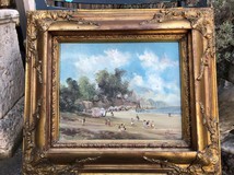 Antique painting "Walk To The Beach"